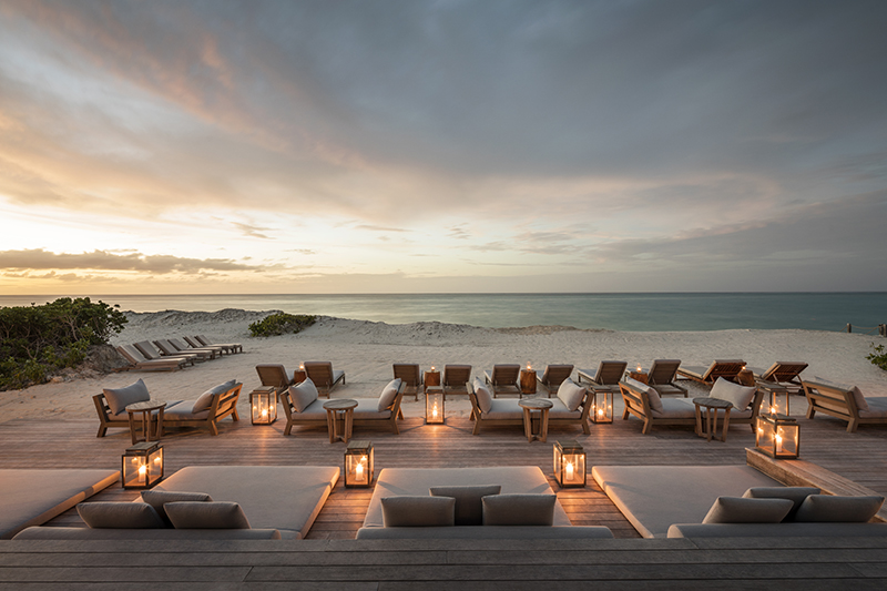COMO Parrot Cay Beach Club Deck at night