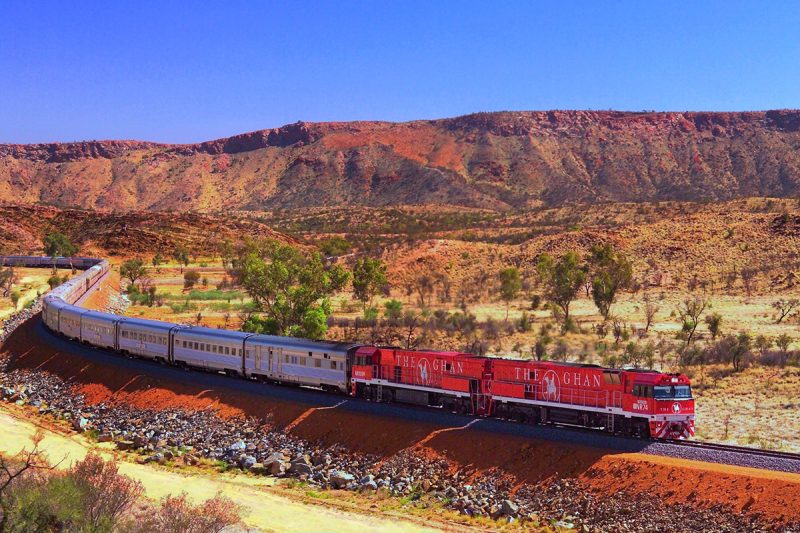 The Ghan train in Central Australia
