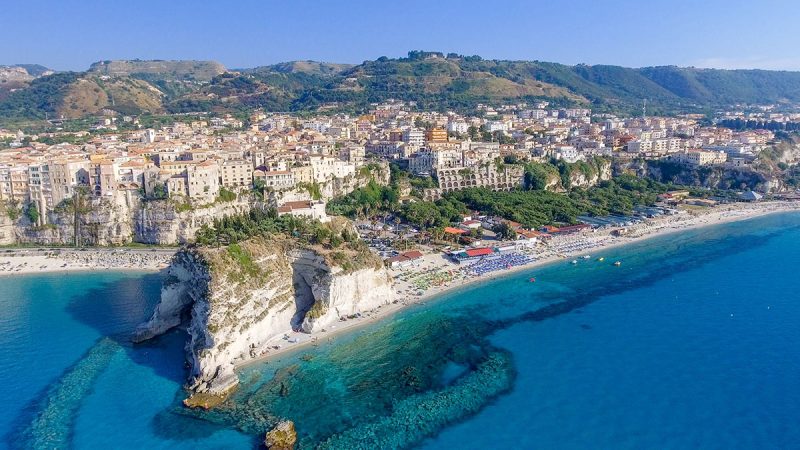 Aerial view of Tropea Beach in Calabria