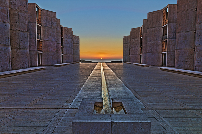 The Salk Institute frames a view of the Pacific Ocean