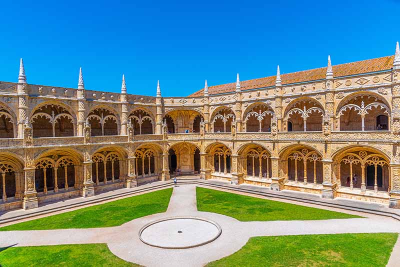 Courtyard of the Mosteiro dos Jeronimos at Belem, Lisbon, Portugal